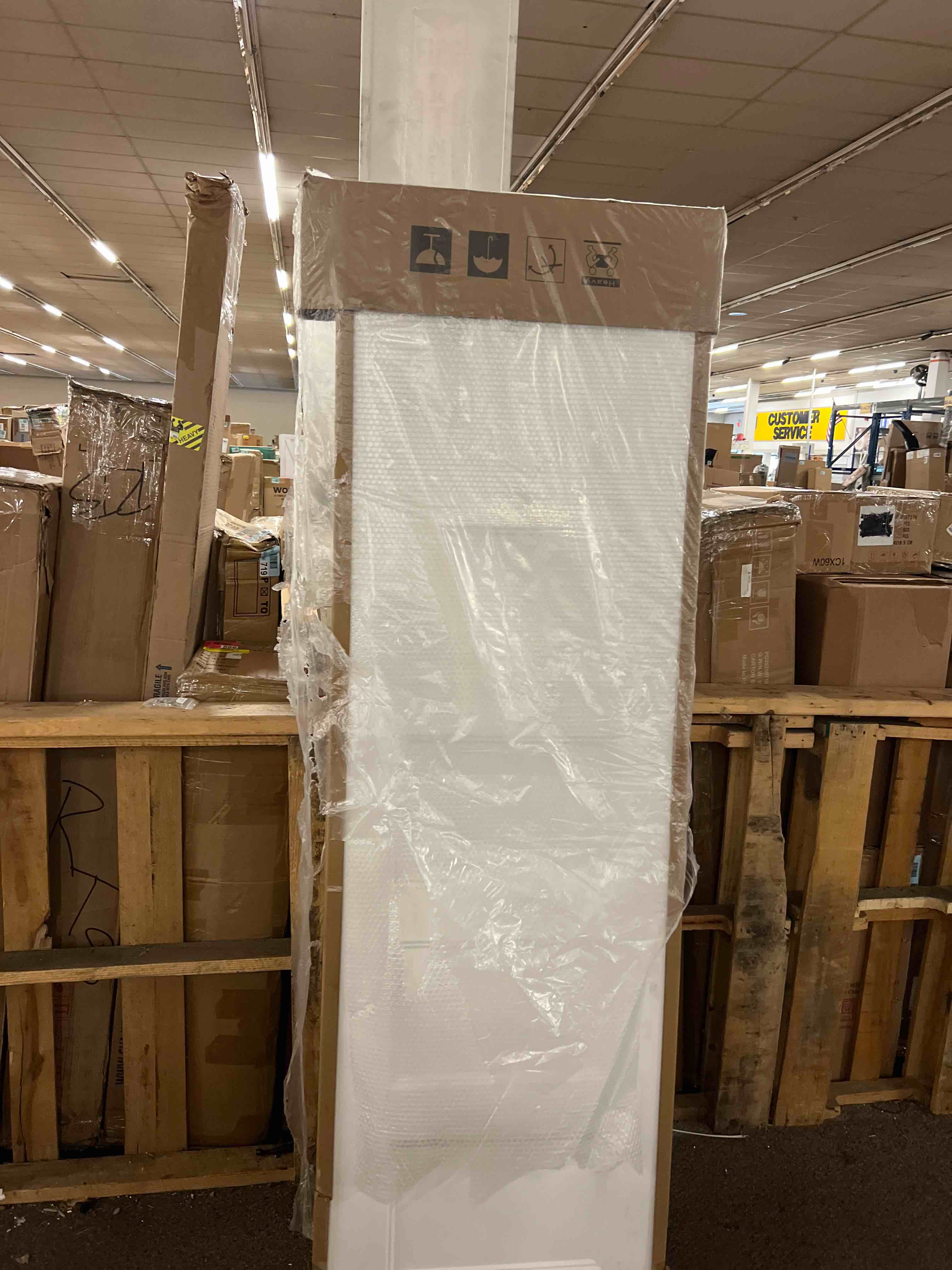 Condition photo showing New/Like New for barnsmith 24x80 in 5-panel white primed molded door slab, shaker style paintable hollow core interior door panel, for swing, pocket, sliding door, durable and lightweight, no assembly required