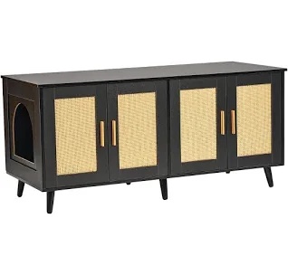 Black Cat Litter Box Enclosure