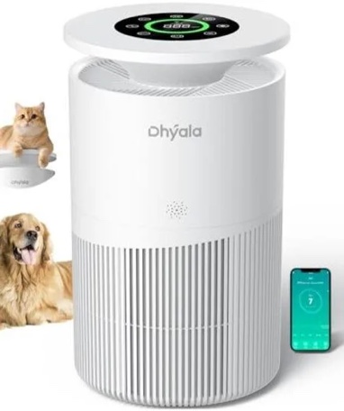 air purifier for home large room up to 3620ft², h13 true hepa air purifiers for home pet hair dander odor pollen, air cleaner with smart wifi, 360° air intake, auto mode, pet lock, 22db quiet