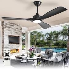bvenubiglite outdoor ceiling fan with light: 52 inch 3 blade outdoor fans for patios - modern black ceiling fan with dimmable light remote app control ultra quiet reversible dc motor timer black 52"- with light