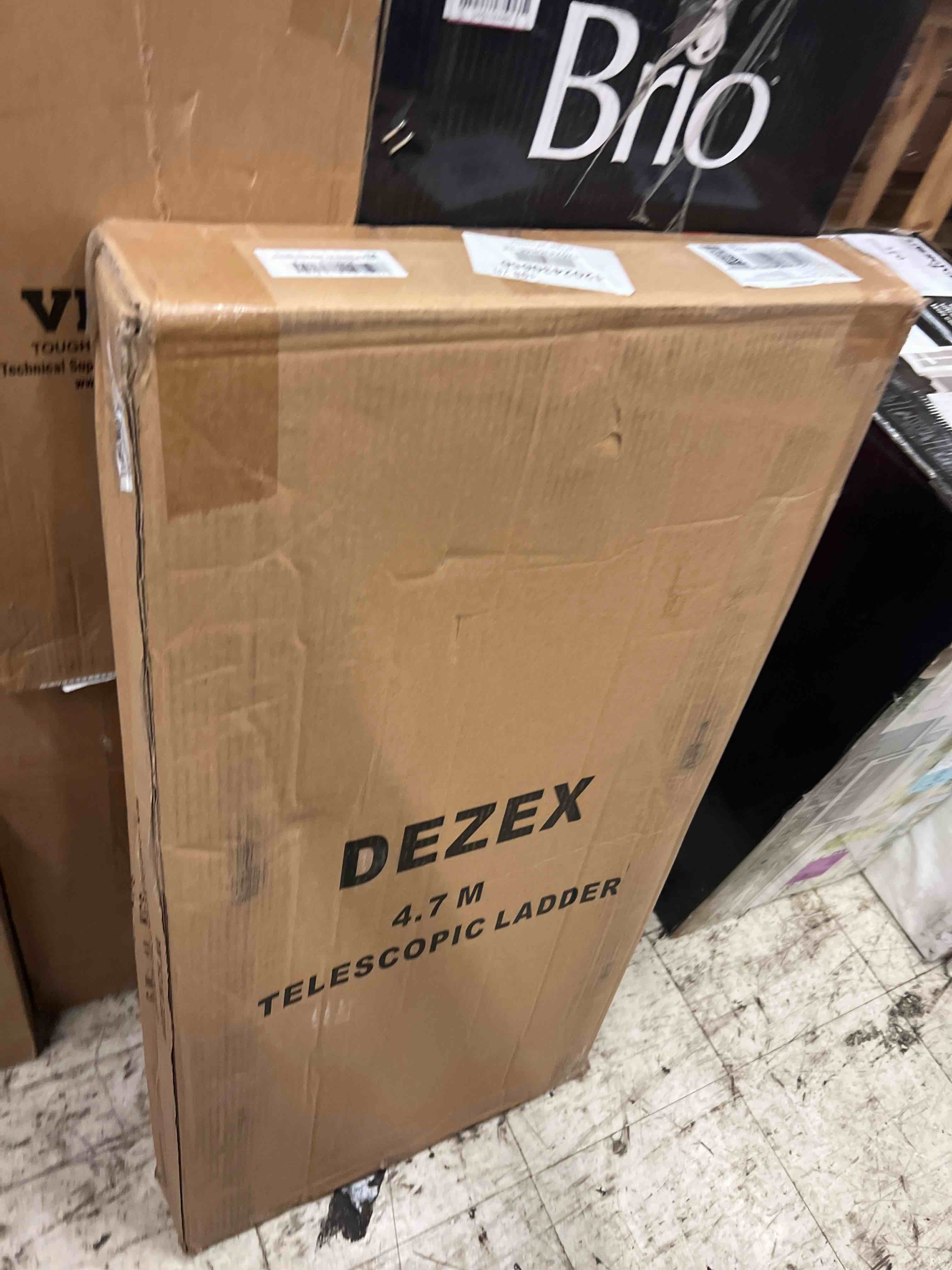 Condition photo showing New/Like New for dezex telescoping ladders 16.5ft a frame ladder, adjustable folding extension ladder, with anti-slip balance bar & wheel, multi-purpose collapsible ladder for home, outdoor work, 330 lbs capacity