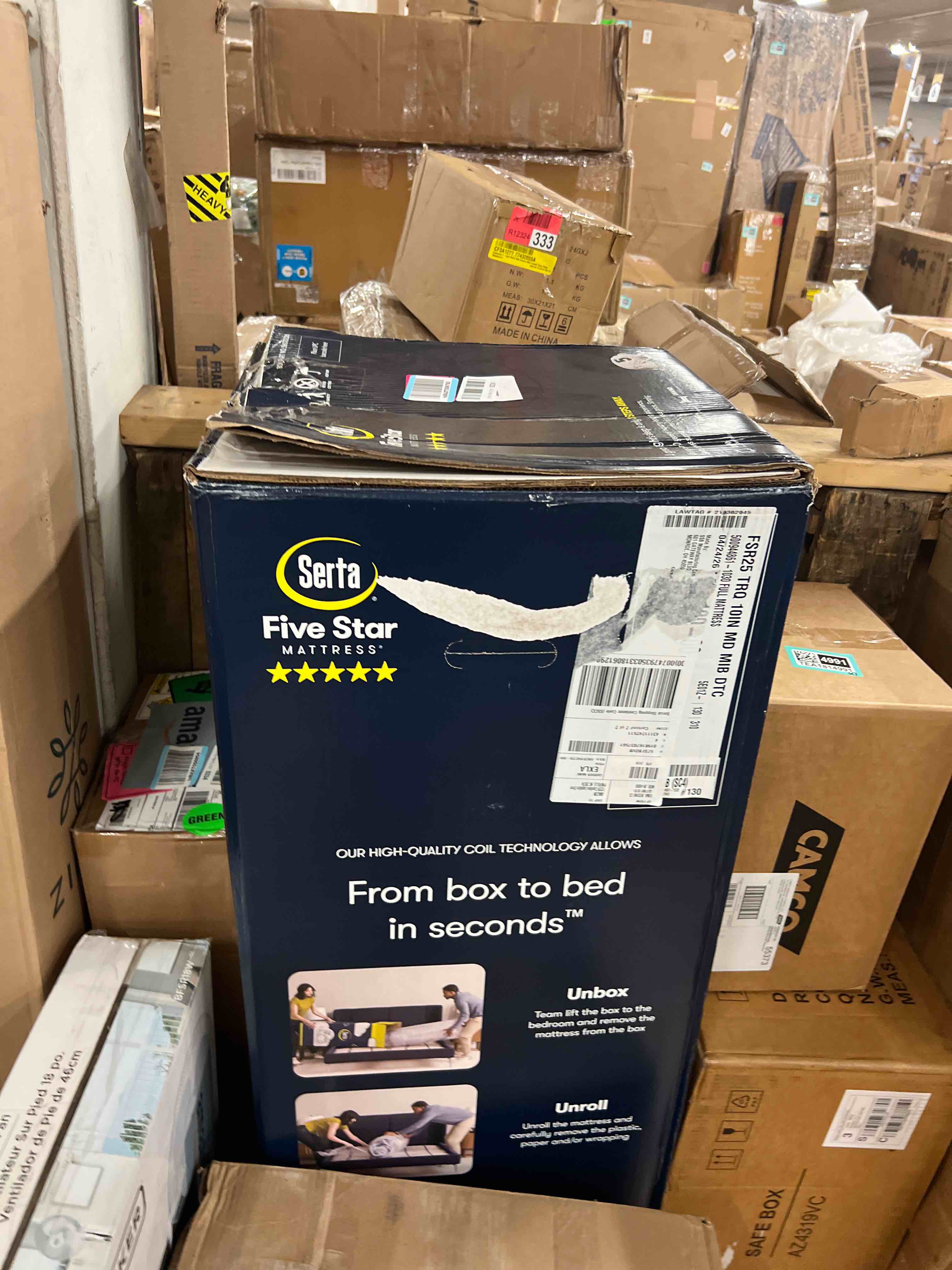 Condition photo showing New/Like New for serta five star mattress tranquility 10" medium, zoned lumbar support, pressure relief, cooling foam, bed in a box full size mattress, 100 night trial