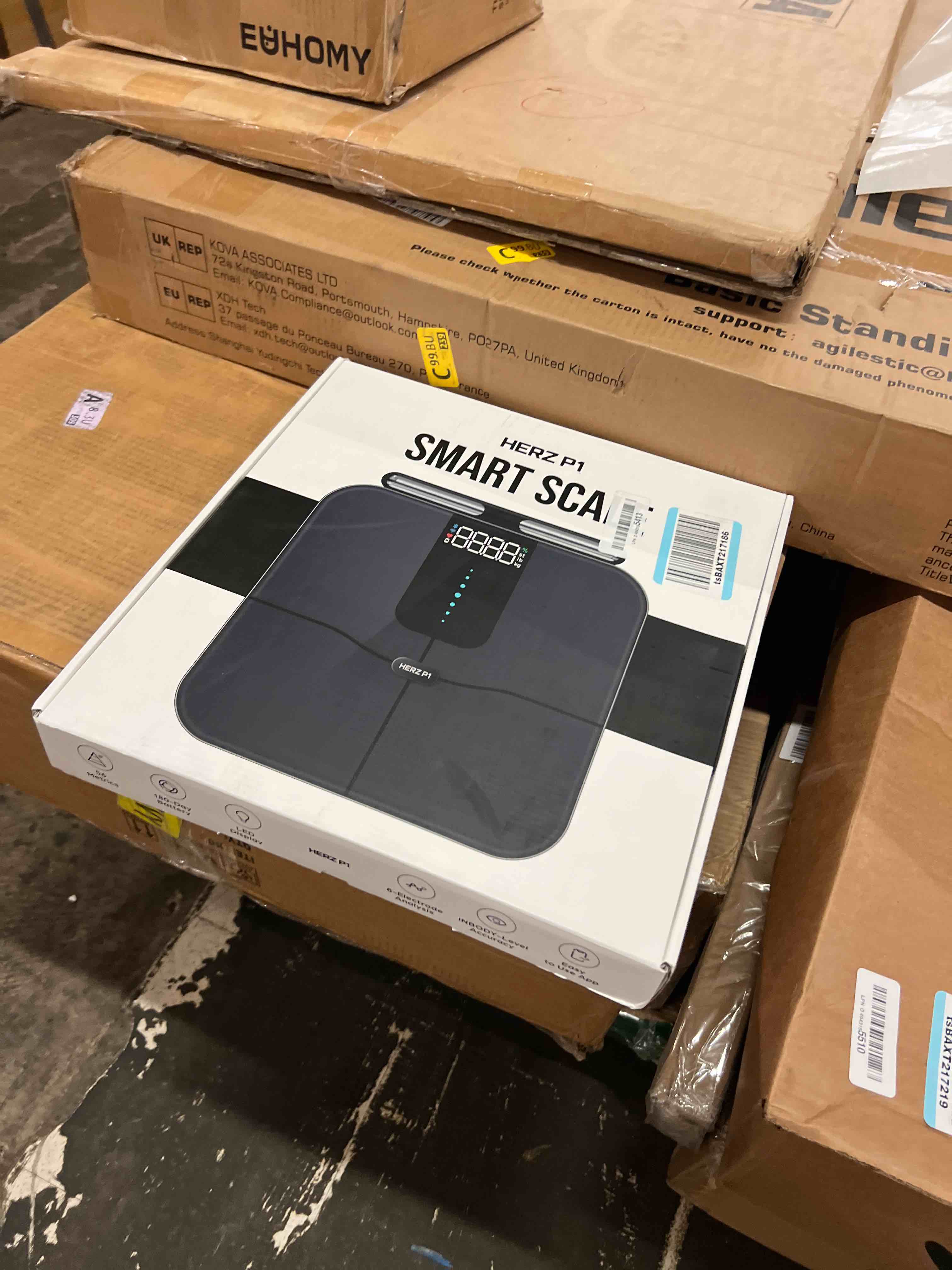 Condition photo showing New/Like New for herz p1 smart scale - 8-electrode body composition scale with handle | bmi, body fat, muscle mass, body weight dual-frequency bia for precision tracking app tracks 56 health & fitness metrics