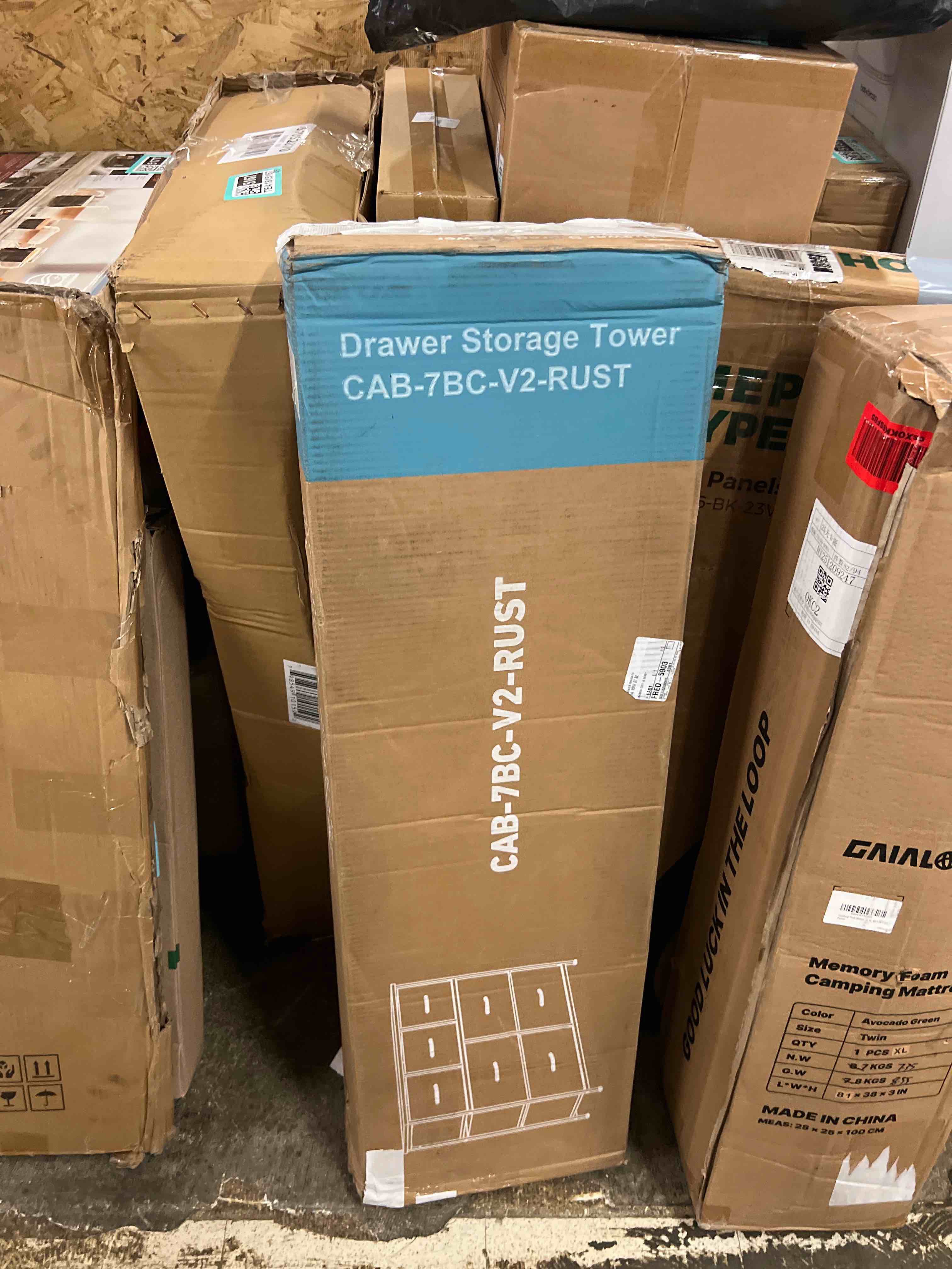Condition photo showing New/Like New for sweetcrispy 7 drawer dresser with fabric bins fabric storage tower organizer for bedroom closet hallway entryway tall chest of drawers with steel frame wood top easy pull handles,rustic brown