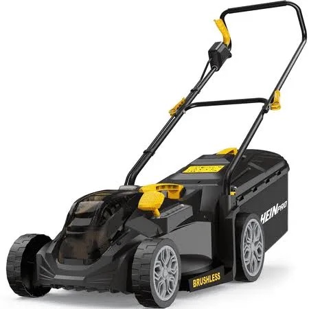 heinpro 14" cordless lawn mower compatible with dewalt 20v max battery, 2-in-1 brushless electric lawn mower for small yards, push mowers with 5-position height adjustment, black (tool only) 14-inch