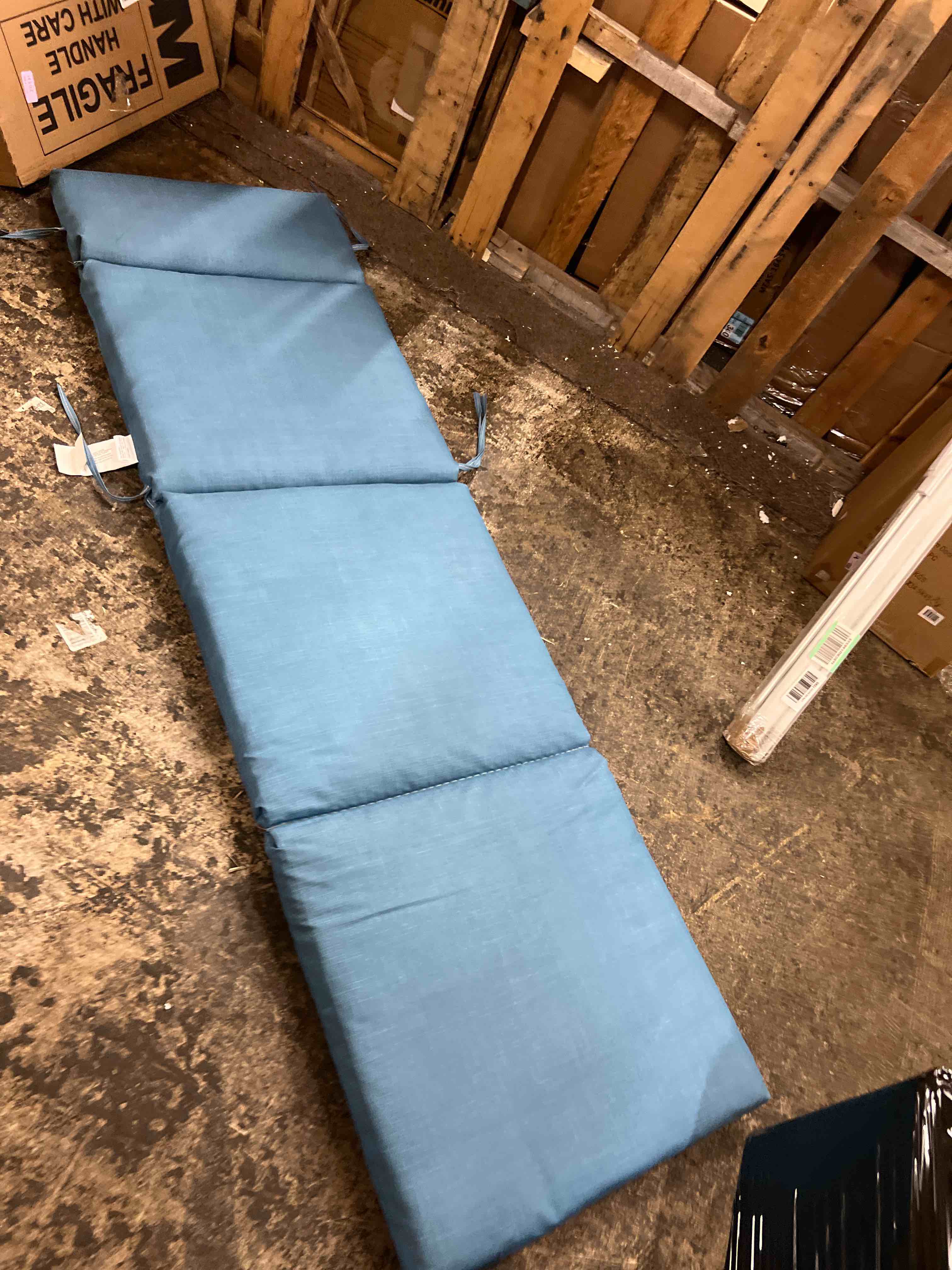 Condition photo showing New/Like New for arden outdoor chaise cushion, 21 in x 72 in, weather-proof, rain-proof, fade resistant patio cushion for chaise lounger french blue texture