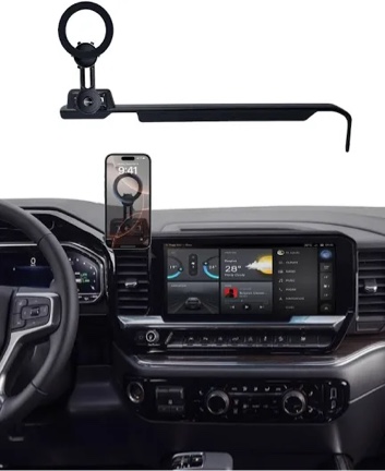 pzk car phone holder for chevy silverado 1500/gmc sierra 1500 2022 2023 2024 2025 2026 accessories 13.4-inch screen magnetic 15w fast wireless charger car phone mount with 360° rotating extension rod 2022-2026 silverado /gmc sierra (extension rod) magsafe+ wireless charger