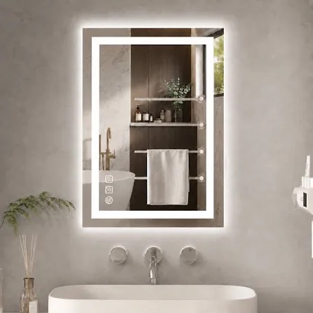 20"x28" led bathroom mirror with lights, dimmable?anti-fog?bathroom vanity mirror for wall, backlit + front lit, memory function, shatter-proof?tempered glass 20"l x 28"w