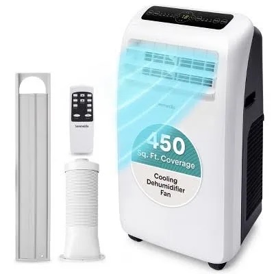 serenelife small air conditioner portable 12,000 btu with built-in dehumidifier - portable ac unit for rooms up to 550 sq ft - remote control, window mount exhaust kit white 1 count (pack of 1)