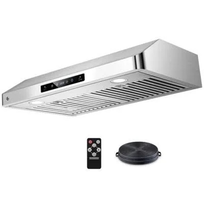 36 inch under cabinet range hood | 700 cfm stainless steel | convertible ducted/ductless | washable grease filters | 3 speed fan | led lighting | includes charcoal filters - kendraja