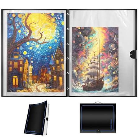 all4jig 25.98"*30.31" puzzle binder – space-saving storage folder for 500–1000 piece puzzle collection, holds 20 puzzles, hd film pockets, birthday gift for mom & grandma medium
