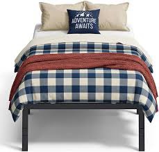 vasagle twin metal bed frame 18 inches tall, 550 lb weight capacity, no box spring needed, with under-bed storage, easy setup, heavy-duty platform bed, mattress retainers, matte black urmb673bd02s 18 inch twin