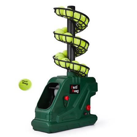 furlihong 3819bh portable tennis ball machine 5 adjustable angles, 2 power levels, 4 serve intervals, up to 30 mph, for all skill levels training