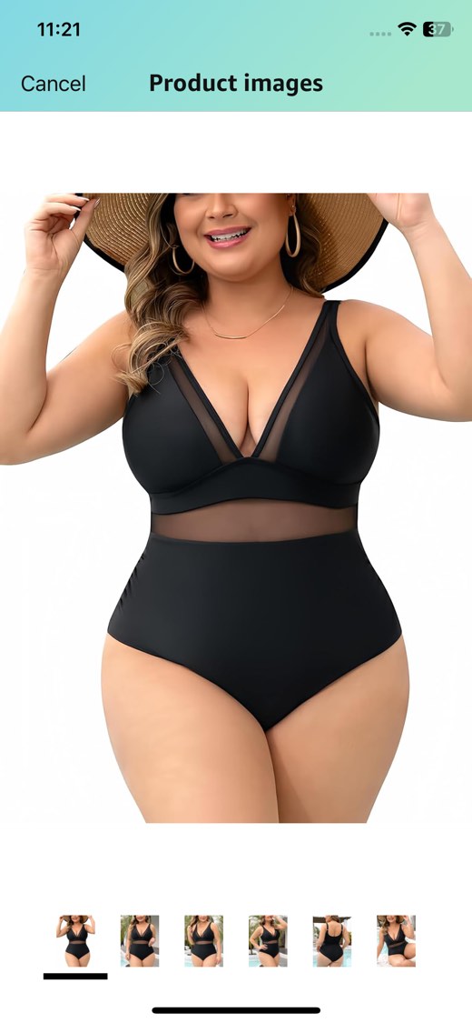 Plus Size Sexy V Neck Mesh Sheer Tummy Control Swimsuit Push Up High Waisted with Adjustable Wide Straps