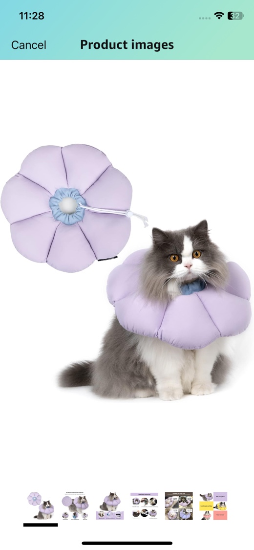 Cat Cone Collar,Cute Waterproof Cat Recovery Collar,Anti-Bite Lick Wound Healing Safety Elizabethan e Collar for Cats,Purple Flower All-Season Style