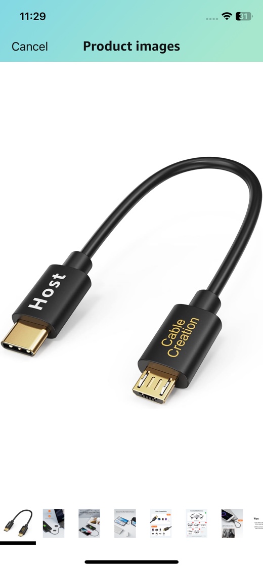 CableCreation Short Micro USB to USB C Cable 0.65 FT, USBC to MicroUSB OTG 480Mbps Cord for Wall Chargers, MacBook Pro Air Galaxy S22 S21 Pixel 5/4/3 & More, 0.2M Black