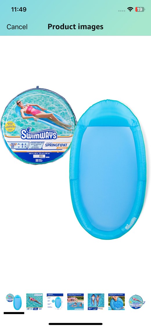 SwimWays Spring Float Premium Hammock Pool Lounger, Inflatable Pool Floats Adult with Fast Inflation for Ages 15 & Up