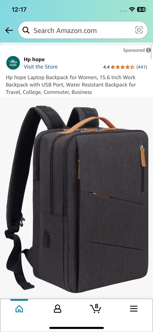 Hp hope Laptop Backpack for Women, 15.6 Inch Work Backpack with USB Port, Water Resistant Backpack for Travel, College, Commuter, Business