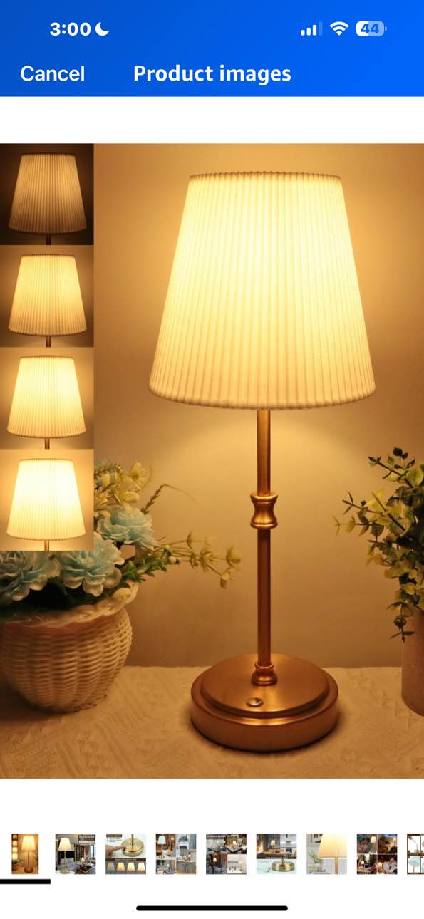 Rechargeable Lamp, MILLUXXi 15'' Cordless lamp Battery Operated Touch Control Wireless Table Lamp with Stepless Dimming for Kitchen Counter Dining Room Bedroom Bedside Patio Outdoor 5000mAh Retro Gold