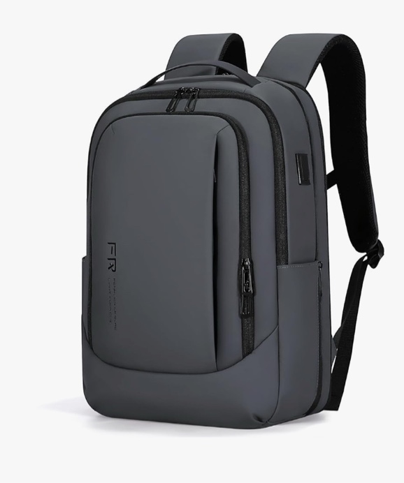 FENRUIEN Business Travel Backpack, Expandable Computer Backpack with USB Port, Gray Laptop Backpack 15.6 Inch for College/Work