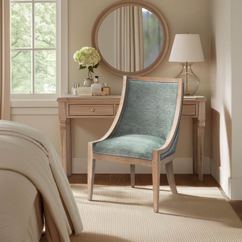 Martha Stewart Elmcrest Wood Upholstered Dining Chair with Nailhead Trim