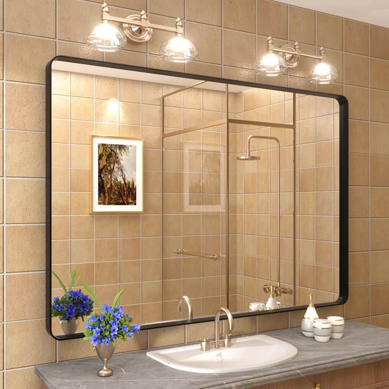 Aevar High-Strength Tempered Glass and Aluminum Alloy Framed French Cleat Mounted Wall Decor Bathroom Vanity Mirror