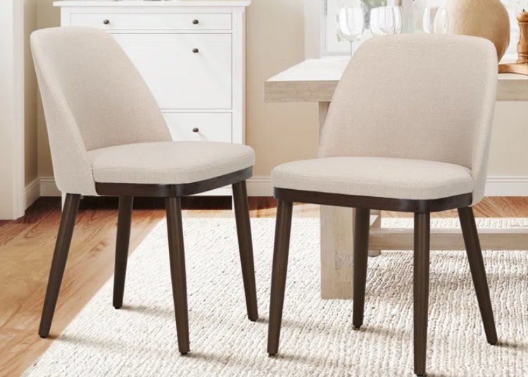 Upholstered Solid Wood Dining Chair ( Set of 2)