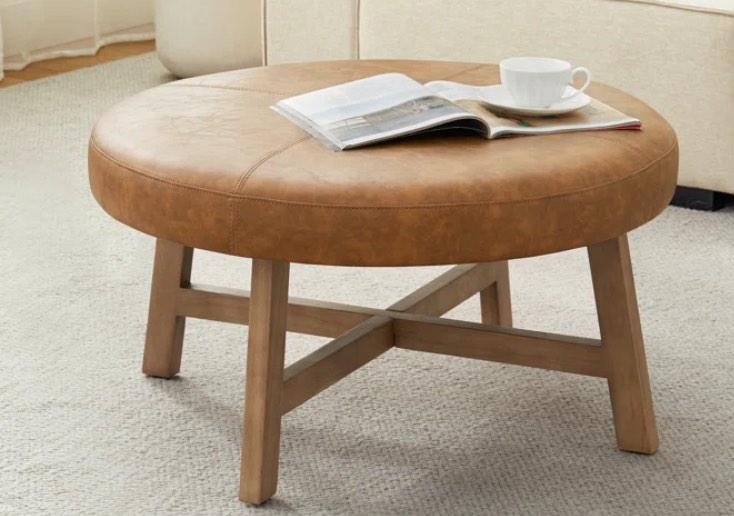 Round Leather Coffee Table 