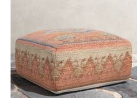 Cadriet 20” Wide Round Indoor/Outdoor All - Weather Polyester Pouf Ottoman 