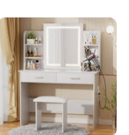 Greyden Vanity set with LED Mirror & Built-in Outlets ( One in stock is BLACK)