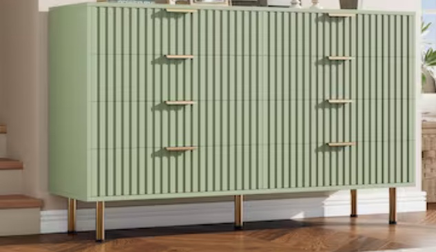 Garvee Fluted 8 Drawer Dresser for Bedroom - 54inch Wide Modern Chest of Drawers with Deep Drawers - Large Double Dressers TV Stand - Wooden Dresser 