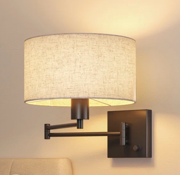 Dimmable Swing Arm Wall Sconce with Bulb Included 