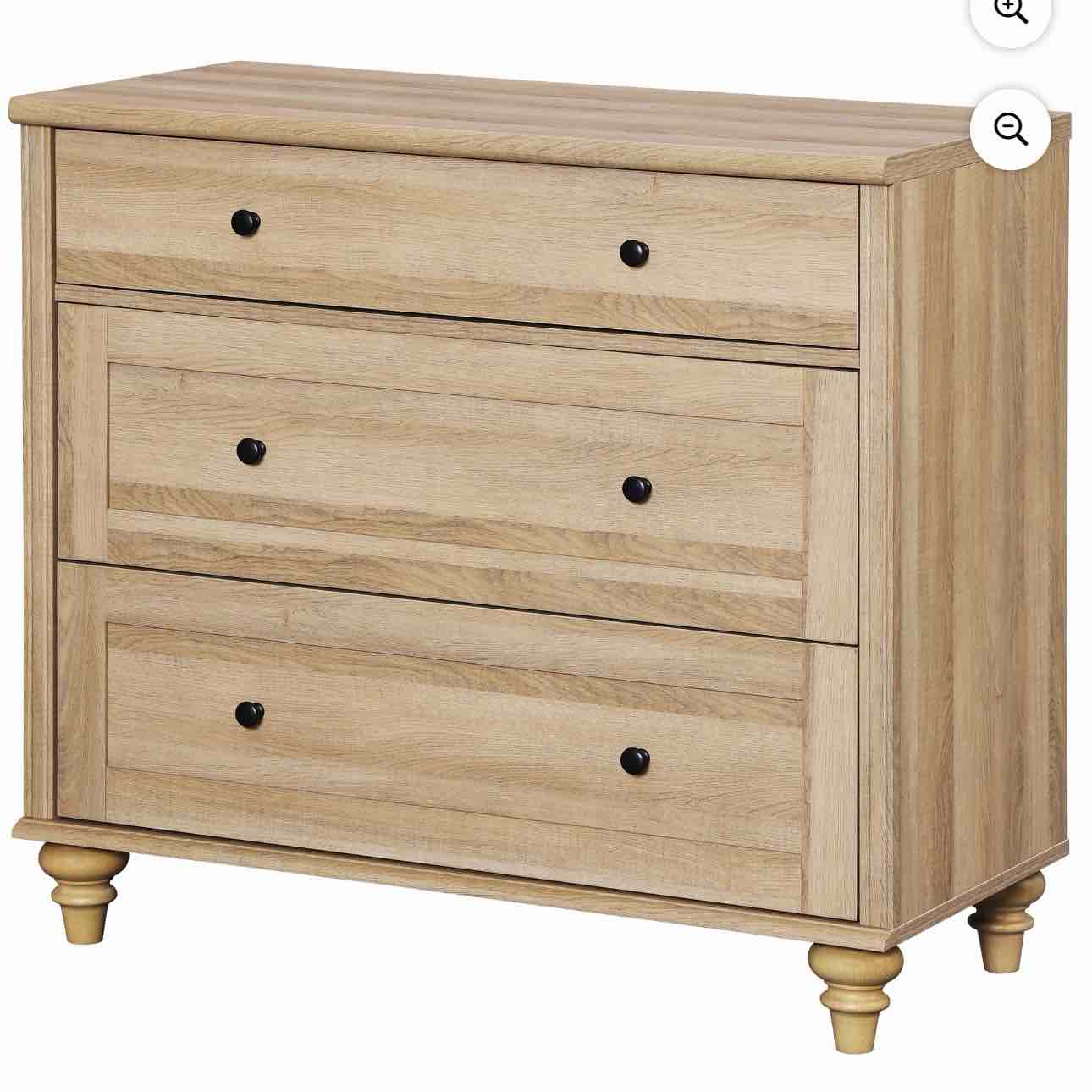 Wampat Oak Bedroom Dresser with 3 -Drawers Mid Century Modern Wooden Closet Storage Organizer Small Dressers Suitable for Living Room Nursery and Hallway 