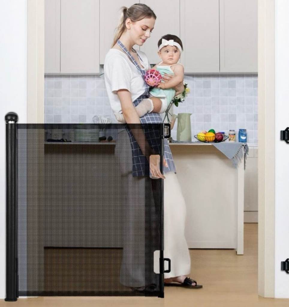 Gotgelif Retractable Safety Gate 55" Wide x 33" Tall Mesh Gate  
