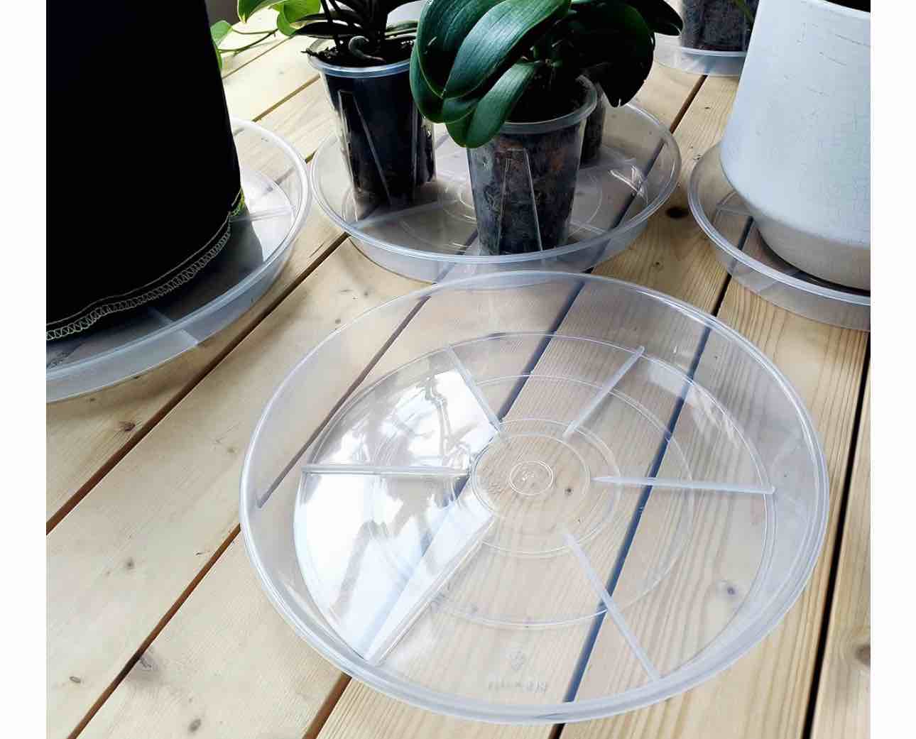 Clear Plant Saucer 4 Pack Heavy Duty Plastic Plant Tray Saucers for Indoors Outdoors, Plant Drainage Tray, Flower Planter Water Drip Trays for Pot
