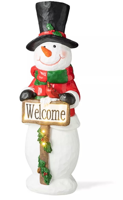Glitzhome 29.25"h Christmas Resin Snowman Porch Decor With 8 Warm Lights And Timer