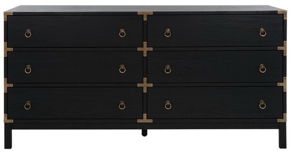 CHS9601B-2-2 Galio 6 Drawer Chest, Black & Gold - Box 2 of 2