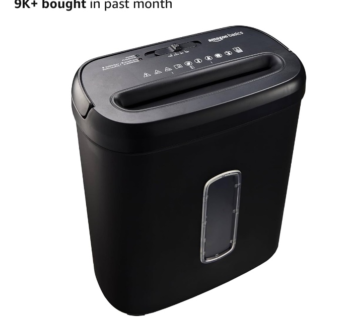 Amazon Basics 8-Sheet Cross Cut Paper Shredder and Credit Card Shredder - Black