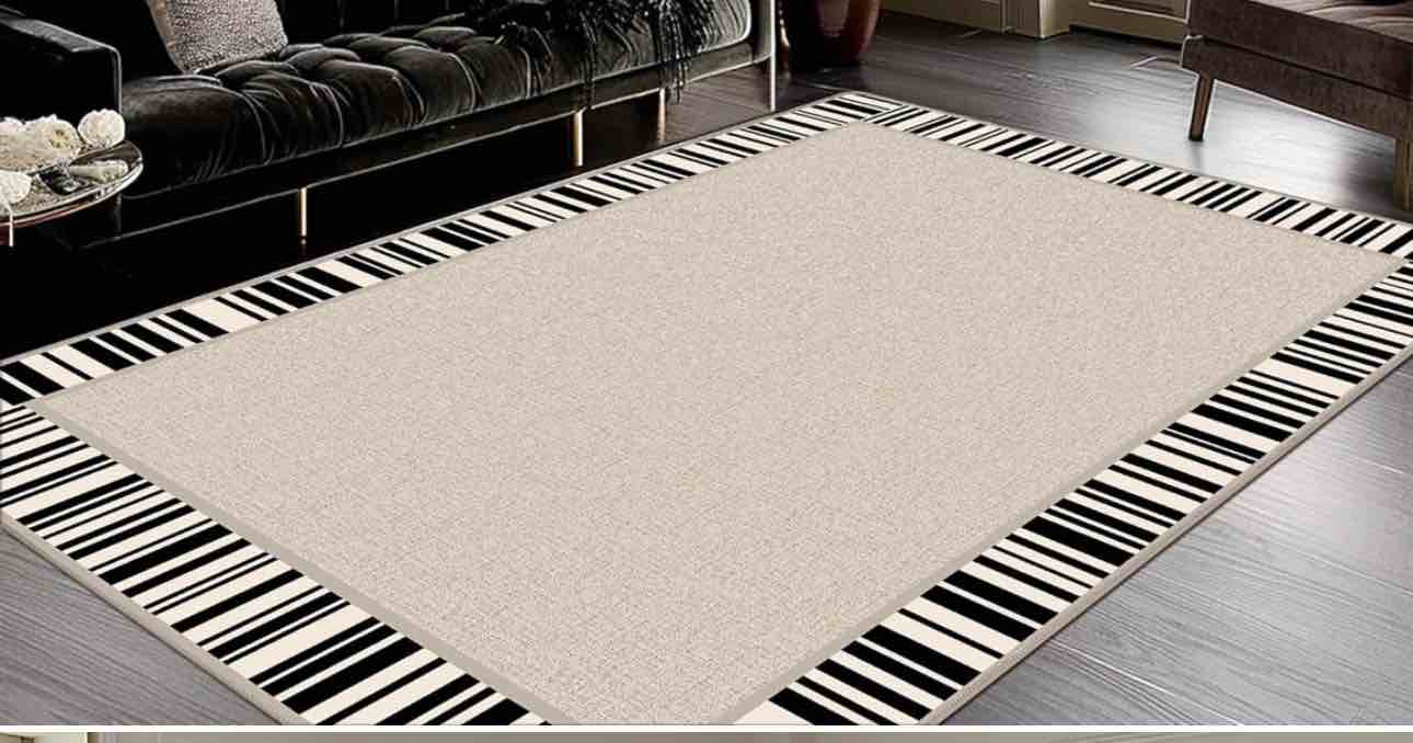 Área Rug Machine Washable Modern Abstract Ultra-Thin Chenille Wood 