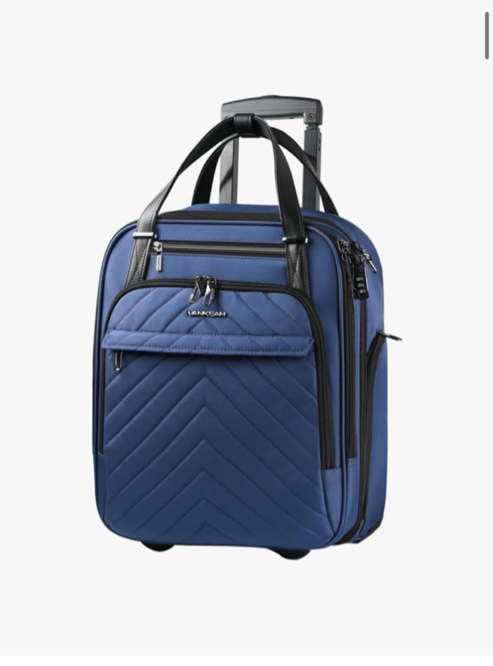 vankean carry on underseat 16-inch multi-functional underseater lightweight overnight suitcase with wheels roller case for women men travel business, haze blue