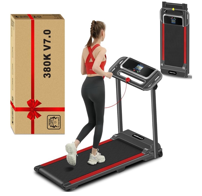Portable Treadmill with Handle, 3.0HP Walking Pad Treadmill, Electric Compact Treadmills,Treadmills for Home Small Space with 12 Preset Programs, Walking Pad with Handle,300 LBS Capacity