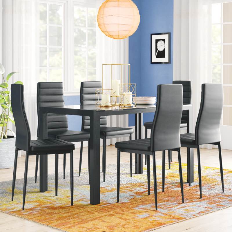 Rosenzweig 6 - Person Glass Top Four Leg Dining Set