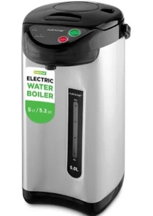 Nutrichef Electric Kettle, Water Boiler & Warmer, 5 Quart Hot Pot with Multiple Dispensing Options, Rapid Heating, Child Safety Lock-On Lid, Maintain Warmth for Hours, Sleek Countertop Design