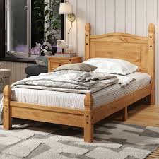 farmhouse solid wood bed with chunky, sturdy posts - rustic style