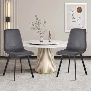 dining chairs set of 2, mid century modern metal legs, comfortable and stylish for indoor kitchen and dining room use