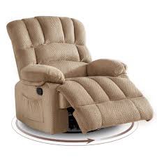 oversized swivel rocker recliner chair,360° rocking recliner chair,overstuffed manual nusery glider recliner,extra wide recliner for living room lazy boy single sofa khaki