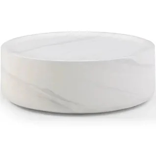 Vozelle Marble Round Coffee Table,Simple Modern Center Cocktail Table for Living Room office,No Need Assembly