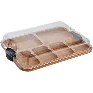 farberware build-a-board 11 x 14 in. bamboo charcuterie board with locking lid