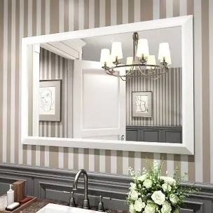 amara high-strength tempered glass and aluminum alloy framed french cleat mounted wall decor bathroom vanity mirror with 5-year warranty