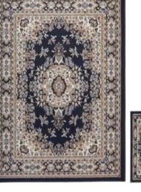 Home Dynamix Ariana Ksara Traditional Medallion Border Area Rug Navy Blue/Brown 3-Piece Set